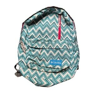 Columbia Backpack Chevron Pattern Aqua Blue White Pink School Work Travel